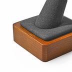 Single Finger Wood Ring Display Stand Wooden Ring Holder Microfiber Jewelry Display Stand for Showcase (Gray) - color: Grey