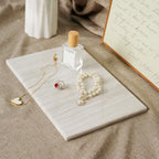 Koville Natural Marble Cutting Board for Kitchen Countertop, 12" x 8" Pastry Bread Macaron Display Board, Real Stone Slab Marble Cheese Boards, Bathroom Perfume Tray Candle Plate(Nestos White) - color: Nestos White