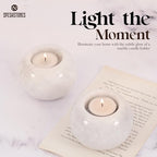 Marble Tealight Candle Holder 3.5 Inch White Gifts, Stone Holders for Votive Candles & Small Tea Lights Set of 2 for Birthday, Wedding Decorations - size: 3.5 inches