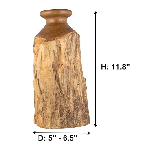 Vitex Pubescens Vahl Wooden Vase, Handcrafted from a Single Block of Natural Wood, Unique Decorative Vase, 11.8" H x 5"x6.5" D
