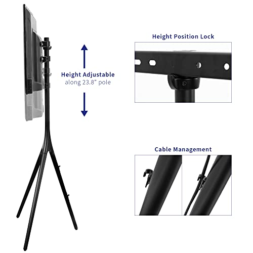 VIVO Artistic Easel 45 to 65 inch LED LCD Screen, Studio TV Display Stand, Adjustable TV Mount with Swivel and Tripod Base, Black, STAND-TV65AB - color: Black - Black