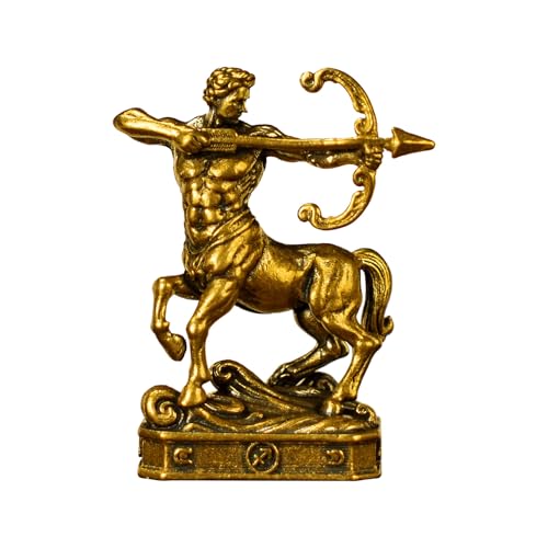 CHOVY Sagittarius – Sagittarius Archer Zodiac Brass Figurine – 100% Solid Handcrafted Retro Sculpture, Unique Desk Decor for Astrology Collectors - style: Sagittarius