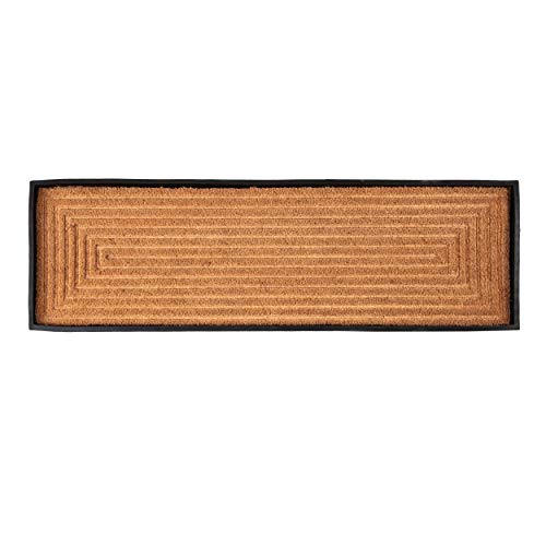 Anji Mountain AMB0BT4F-018 Black Rubber Boot/Shoe Tray with Coir, Fits 4 Pair (46.5" Wide), Rectangle Embossed Insert - color: Rectangle Embossed Insert, size: 46" x 14" x 1.5"