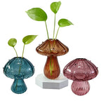 Glass Mushroom Propagation Planter - Set of 3 Cute Plant Propagation Stations for Indoor Plants, Unique Small Hydroponic Vase Jars Mini Terrariums for Window Living Room Bathroom Shelf Decor