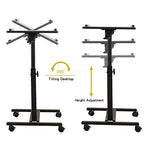 TigerDad Over Bed Table with Wheels Adjustable | Rolling Laptop Table Overbed Desk Hospital Tray Table Sofa Chair Side Table (Black) - color: Black