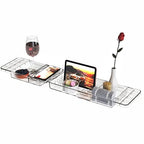 Yieach Luxury Tub Tray for Bathtub Expandable,Clear Bath Shelf Over Tub and Acrylic Bathtub Tray,Plastic Bath Board & Table,Bath Caddy Tray & Accessories for Mothers,Mom and Women Relaxing Spa Gifts - size: M - (22.3 to 31.8 in）