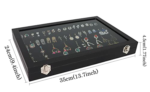 Wudygirl 32 Pairs Jewelry Organizer Velvet Jewelry Tray Clear Lid Earring HolderOrganizer Jewelry Box Earrings Holder Display Case Stackable（Earring Storage） - style: Earrings Tray