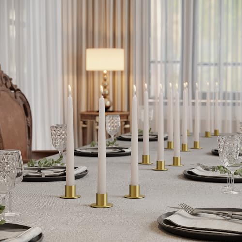 12 Pcs Brass Candle Holders Bulk - Elegant Taper Candle Holders, Classic Brass Candlestick Holders for Table Centerpiece, Festive Christmas Mantel Display or Sophisticated Home Decor - color: Brass