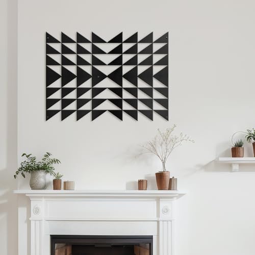 SIGNLEADER Metal Wall Decor Triangle Composition Minimalist Modern Luxury Wall Sculpture Hangings 3D Statue Home Decoration for Living Room, Bedroom, Bathroom, Kitchen, Fireplace, Office - 18" Black - color: Gry27-2405-m27, size: 18" Black