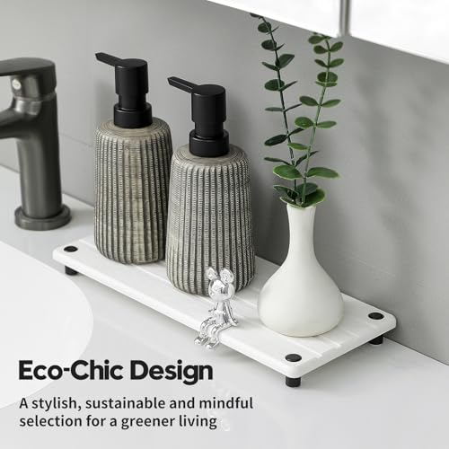 Razborci Instant Dry Sink Caddy Kitchen Sink Organizer, Quick Drying Stone Tray Diatomite Sponge Holder Soap Dish, Bathroom Countertop Fast Dry Water Absorbing Vanity Rack, White, 12" x 5" - color: 1. White, size: 12" x 5" x 1"