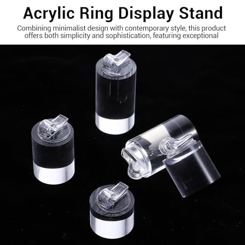 5 Pack Clear Ring Display Stand, Acrylic Ring Display Holder, Cylinder Jewelry Stand Organizer for Wedding Engagement Rings, Sturdy Solid Showcase for Photography Boutique Cosmetic Crafts