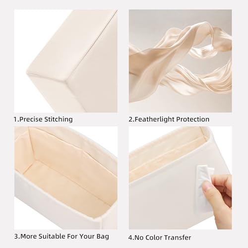 DGAZ Silk Purse Organizer Insert For LV Sac Plat Mini/BB/PM bag，Silky Smooth Bag Organizer，Luxury Handbag & Tote Shaper,Fitted vanity cases（Craie，PM） - color: Craie, size: PM