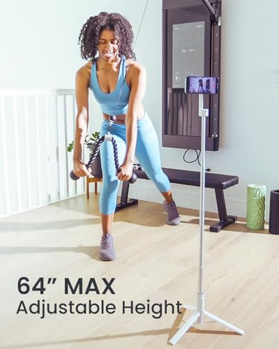 KraftGeek 64" Magnetic Phone Tripod for iPhone MagSafe, Reinforced Aluminum Selfie Stick Tripod Stand for Video Recording, Vlogging & Travel Content Creators - size: 64 Inches-White