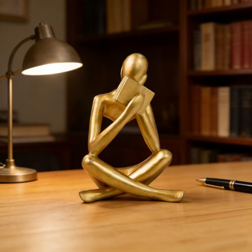 Bookshelf Decor, Coffee Table Decor, Library Decor Sculptures - Abstract Thinker Statue, Resin Modern Art Sculptures for Living Room, Office Desk, Home Decor (Gold(B)) - color: Gold(b)