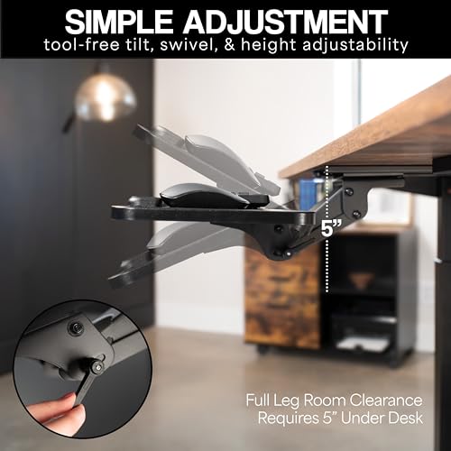 VIVO Adjustable Computer Keyboard and Mouse Platform Tray Ergonomic Under Table Desk Mount Drawer Underdesk Shelf, Light Wood, MOUNT-KB03C - color: Light Wood, size: 25"