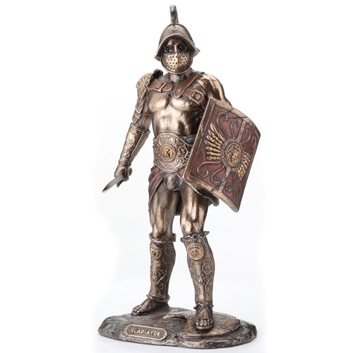 Veronese Spartacus Roman Gladiator Wielding Sword and Shield Statue - size: 10.25inch