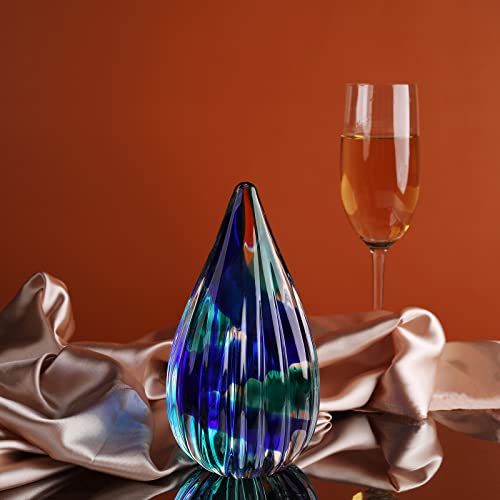 Yao Yuan Hand-Blown Glass Sculpture - Murano-Style Glass Statue and Figurine - Wonderful Gift, Green-Blue - color: Blue Green
