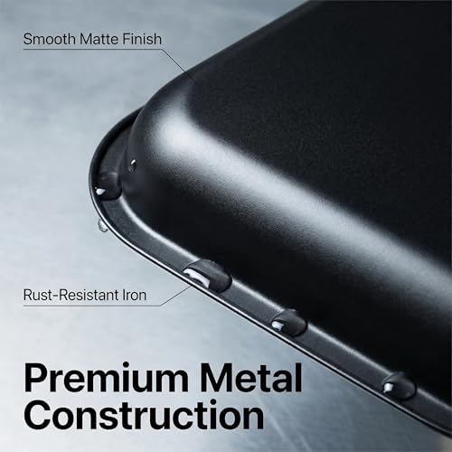 Metal Tray with PVC Soft Magnetic Lid Black Tray with Lid Cover Large Cute Decorative Tray for Home Decor, Coffee Table, Tea, Snacks, Gifts - 11" x 7" (Shine Black) - color: Shine Black
