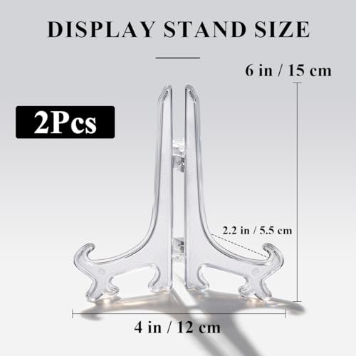 6 Inch Acrylic Display Stand 2pcs Clear Plate Holder Easel for Decorative Plates Artwork Photos Table Cards Wedding Centerpiece Home Decor Foldable Stand - color: Clear, size: 6inch