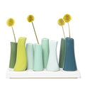 Chive - Pooley 2, Ceramic Flower Vase, 8-Tube Shape (Chartreause) - color: Chartreuse