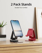 Nulaxy 2 Pack Dual Folding Cell Phone Stand, Fully Adjustable Foldable Desktop Phone Holder Cradle Dock Compatible with Phone 16 15 14 13 12 Pro Xs Xs Max Xr, All Phones, Black&Red - color: G-Black & Red