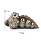 Cute Brown Family of Four owl Figurines Home Décor Sculpture with Three Baby Owls Décor for Shelf Gifts Decoration for Birds Lovers Home,Office, Bookself
