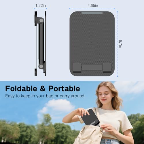 Tonmom Tablet Stand for iPad Holder, Adjustable Tablet Holder for Desk, Foldable Portable Monitor Stand Compatible with 4-16" Tablets Such as Kindle, Switch, iPad Pro/Air/Mini