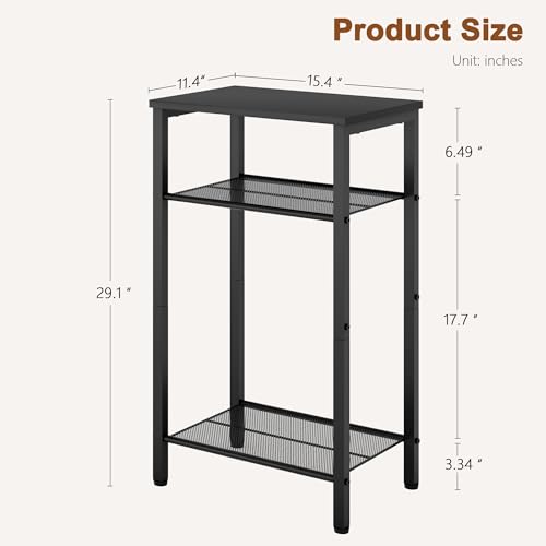 Hoctieon 2-Set 3 Tier End Table, Telephone Table Set of 2, Tall Side Table with Storage Set of 2, Small Nightstand for Small Spaces, Metal Frame, for Living Room, Bedroom, Sofa Couch, Black - color: Black, size: 2 Pack