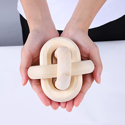 Jlong Wood Knot Decor, 3-Link Wood Chain Link Coffee Table Decor, Small Shelf Decor Accents, Hand Carved Modern Farmhouse Boho Wooden Knot Decorative Chain Wood Decor for Living Room Bedroom Office - color: Natural