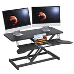 Panana Standing Desk Height Adjustable Sit to Stand Converter Stand Up Desk Tabletop Workstation Dual Monitor Desk Riser for Home Office (37") - size: 37"