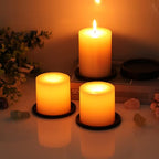 OwnMy 3PCS Iron Candle Holders for Pillar Candles, 3 Inch Metal Pillar Candle Plates and Trays, Small Round Tealight Holders Elegant Candle Stands Bases for Wedding Dining Table Centerpieces, Black - color: Black-3pcs