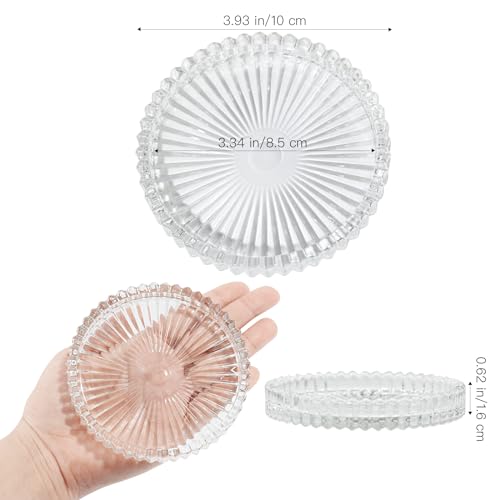 Pillar Candle Holder Set of 6, Glass Candle Holders for Pillar Candles, Clear Round Candle Plate for Table Centerpiece, Wedding, Party, Home Decor - color: Clear, size: 6 pcs