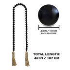 Boho Wood Decorative Beads & Tassel Garland Black - color: Black