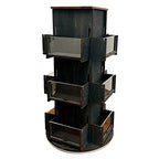 Rotating Display Stand, 3 Tier Wooden Organizer, 4-Sided Display Rack, 360 degree Spinning Multi-Pocket Tabletop Display Stand for Coasters, Stickers, Retail, Showcase, Tradeshow, 17”H, Ebony Color - style: EBONY
