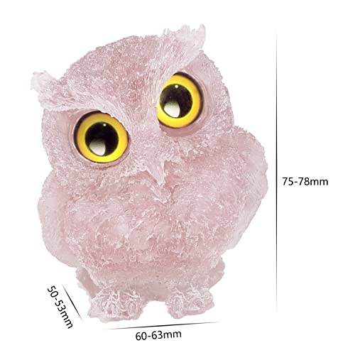 mookaitedecor Rose Quartz Owl Statue Sculpture Stone, Carved Animals Night Owl Figurine Crystal Ornament for Desktop Office Home Decor, 3 Inch - color: Pink, size: 3 inch