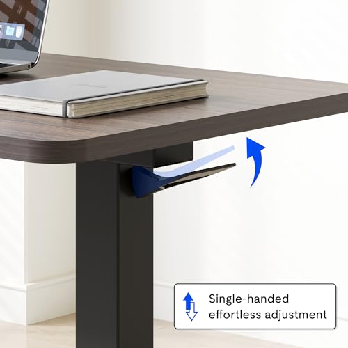 FLEXISPOT Medical Adjustable Overbed Bedside Table with Wheels Pneumatic Mobile Standing Desk Laptop Desk Rolling Computer Cart Movable Table Hospital Home Use(31.5" W x 17.7" D, Mahogany Large) - color: Mahogany, size: Large