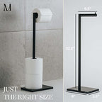MARMOLUX ACC Free Standing Matte Black Toilet Paper Holder Stand Black Marble Base and Storage - 4 Jumbo Roll Bathroom Hardware Toilet Paper Stand - Stainless Steel Standing Toilet Paper Holder - color: Matte Black/Black Marble