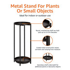 Amazon Basics Two-Tier Indoor Outdoor Metal Round Plant Stand for Multiple Plants, Rustproof Flower Holder with Plant Shelf, Black