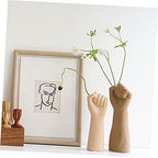 MAGICLULU Hand Shaped Ceramic Vase Decoration Light Brown Artistic Flower Arrangement Table Ornament for Desktop and Home Decor Unique Handmade Gift