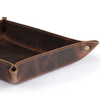 Londo Genuine Leather Tray Organizer - Practical Lightweight Water Resistant Computer Table Desk Storage Box for Wallets, Watches, Keys, Coins, Cell Phones and Office Equipment - color: Brown
