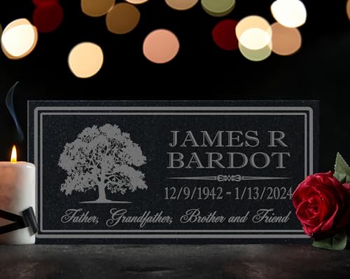 in Loving Memory Photo Tree of Life Personalized Granite Memorial Stone Sympathy Remembrance of Dad Mom Child (Granite-Tree-Pers, Garden 12"x6"x3/8")