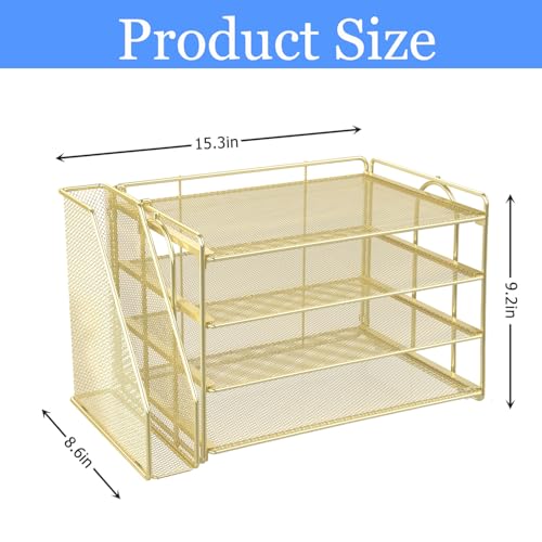 gianotter 4-Tier Paper Organizer With Magazine Holder, Desk Organizers and Accessories, Desk Accessories & Workspace Organizers, File Organizer for Office Supplies Storag (Gold, 4-Tier) - color: Gold, size: 4-Tier