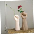 MAGICLULU Hand Shaped Ceramic Vase Decoration Light Brown Artistic Flower Arrangement Table Ornament for Desktop and Home Decor Unique Handmade Gift
