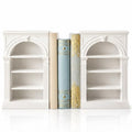 2 Pcs White Bookshelf Decorative Bookends 3D Printed Plastic Bookshelf Designed Decor Bookstopper for Book Lovers Blank Decorative Holder for Mini Book Home Office Decor
