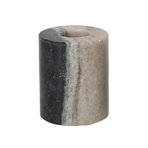 Bloomingville Marble Taper Holder, Black Mélange - size: 2" Round x 2-1/2"H