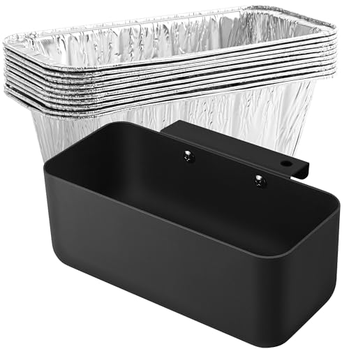 Grill Grease Catcher for Blackstone Griddle with 10 Pack Grease Cup Liners Aluminum Foil Tray Pan Drip Tray Pan for 17, 22, 28 & 36 inches Griddle (Short Hook) - color: Short Hook