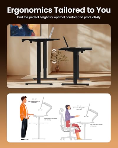 ErGear Height Adjustable Electric Standing Desk, 48 x 24 Inches Sit Stand up Desk, Memory Computer Home Office Desk, Carbon Fiber Black - color: Carbon Fiber Black, size: 47.2 x 23.6 Inches