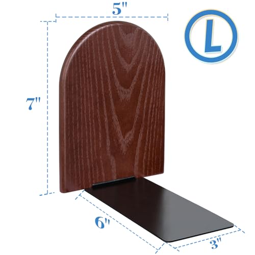Book Ends, Large Sturdy Wooden Bookends for Shelves - Heavy Duty Non-Slip Book Organizers, Decorative Bookend Holders for Home Office, Library, Black Wood Universal Economy Bookend, 1 Pair - color: Oak Wood, size: Large