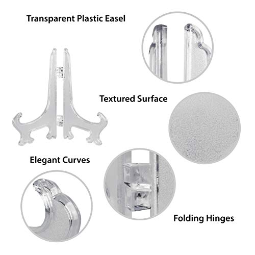 Super Z Outlet Clear Plastic Easels or Stand/Plate Holders to Display Pictures, Placecards, or Other Items at Weddings, Home Decoration, Birthdays, Tables (12 Pack) (5 Inch) - size: 5 Inch