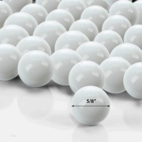 CYS EXCEL White Glass Marble Gemstone Vase Filler (3 LBS) | Aquarium Multiple Color Choices Round Marble Beads Decorative Mosaic Glass Gem Pebbles - color: White, size: 3 LBS